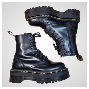 Dr Martens Jadon Black Leather Platform Combat Boots Women's Size US 5